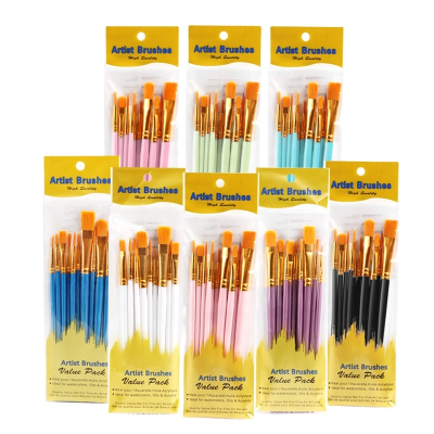 10pcs Cheap Plastic Handle Artist Brush Set for Kids Art