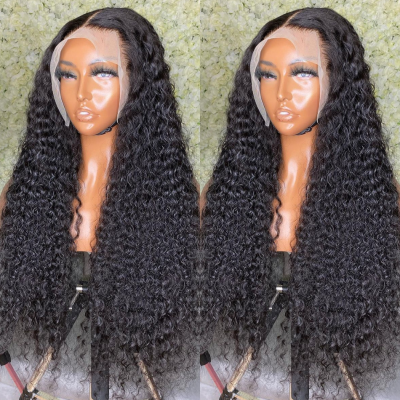 13x6 Pre Plucked Full Lace Frontal Wigs for Black Women, Deep Curly 360 Lace Wig Vendors ,Transparent Hd Lace Front Wigs