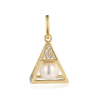 Grace Jewel Wholesale Custom Freshwater Pearl AAA Grade White Vintage Style 14K Gold Plated Cage Charm Third Party Certified