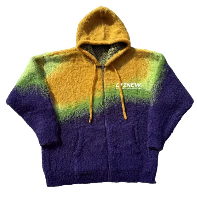 DIZNEW Custom Streetwear Velour Zip up Hoodie Unisex Low Moq Multi-color Design Sherpa Hoodie for Men
