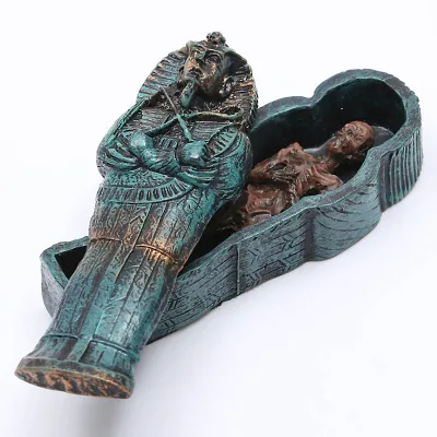 Egyptian King Tutankhamun Pharaoh Sarcophagus Mummy Sculpture Figurine Ancient Egypt King Tut Sarcophagus and Mummy Sculpture