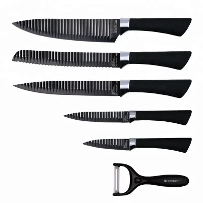 2026 Hot Selling Unique Customized 6 Pcs Kitchen Knife Set Durable Sharper Stainless Steel Swiss Line Gift Chef Knife Set