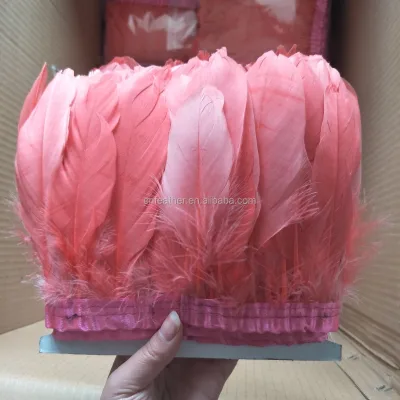 Wholesale Dyed Goose Feather Fringe Trim Ribbon for DIY Craft Dress Sewing Wedding Party Costume Decoration
