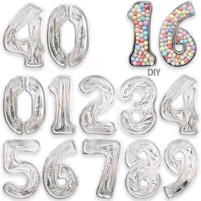 65-Inch DIY Aluminum Film Digit Balloon Filling Box 0-9 Number Balloon Frame for Happy Birthday & Anniversary Party Decorations