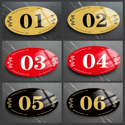 Self-Adhesive Acrylic Oval Table Number Sign for Dining Tables for Restaurant Table Cafe Hotel Room Event Seat