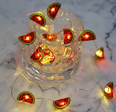 LED Plastic Watermelon String Lights 2m 20 Lights Battery Operated for Garden and Outdoor Festive Decorations