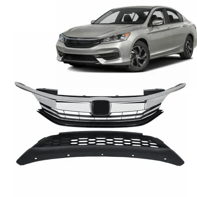 OEM Auto Parts Car Front Body Face Kit Chrome Bumper Upper Lower Grille for Honda ACCORD 2016 2017