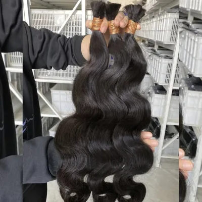 Wholesale 12A Raw Bulk Human Hair for Braiding Hair Body Wave Bulk Boho Braiding Double Drawn Human Hair No Weft