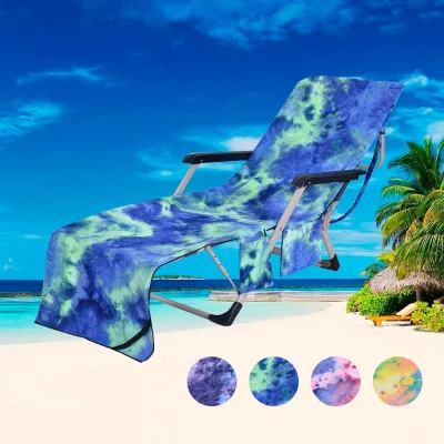 Best-selling Tie-dye Ultra-fine Fiber Beach Towel and Lounge Chair Cover. Beach Chair Towel and Bath Towel Single-layer 600g.