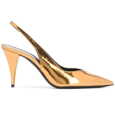 Custom Made Sexy Gold Shiny PU Pointed Toe Cone Heel Fashion Ladies Pumps Shoes