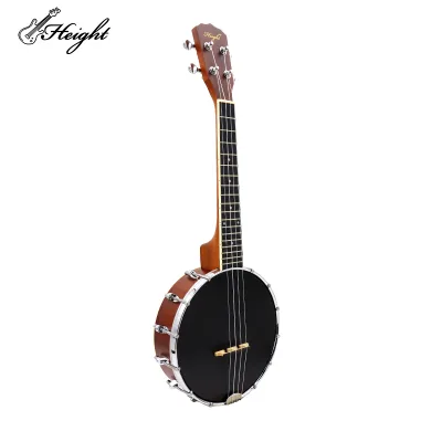 HTBJ26-4 Banjo Instrument 26 Inches 4 String Black Drum Skin Banjo Musical Instruments Sapele Banjo