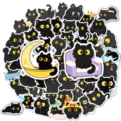 50PCS Cute animal big eye cartoon black cat sticker