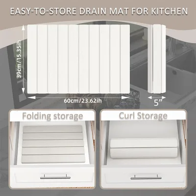 Foldable Drainage Mat for Kitchen Countertops: Hard Diatomaceous Earth Drainage and Absorbent Mat No Wash, Quick-Drying