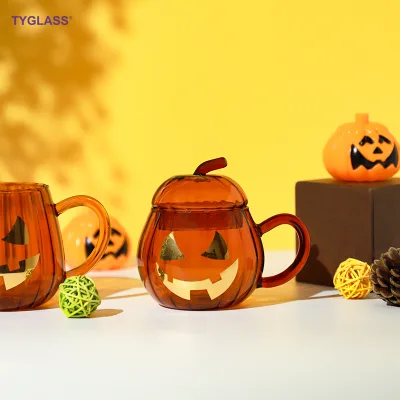 Halloween Glass Mug Cute Ghost Pumpkin Cup Reusable Spooky Coffee Cup with Lid Halloween Fantasy Inspired Mug