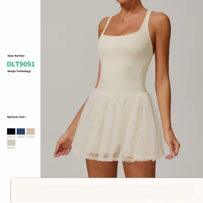GCWAVE Environmentally friendly recycled dress mesh breathable quick-drying sports running anti-exposure tennis skirt