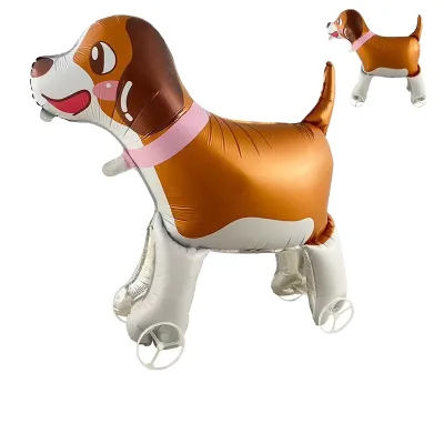 New 3D Assembly Stand Walking Dog Air-Filled Balloon Foil Animals for Kid's Birthday Party Single Sliding Decoration