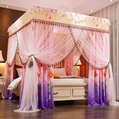 Luxury Royal Palace Canopy Mosquitero Polyester Mesh Mosquito Net with Bedding Netting Tent for Door Travel for Decorated Use