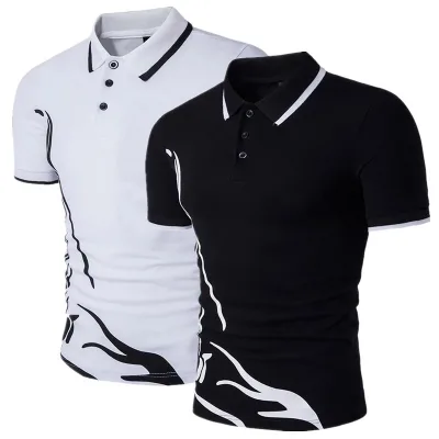 New Men Polo Shirt Short Sleeve Male Casual Cotton Solid Anti-shrink Tops Men's Print Design Polo Shirt Men