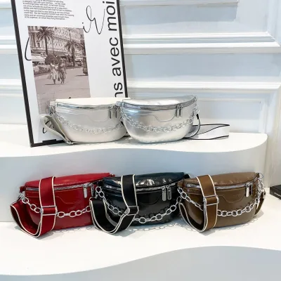 Women's 2026 New Model Crossbody Waist Bag High-end Stylish Dumpling Design Zipper Pu Material Medium Size Shoulder Chest Bag