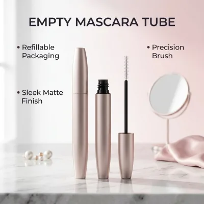 Custom Logo Rose Gold Mascara Bottle Empty Round Liquid Eyeliner Tube Factory Price Eyelash Serum Empty Tubes