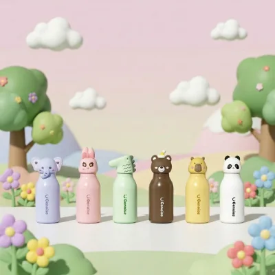 Wholesale BPA Free 450ml Cute Stainless Steel Vacuum Insulated 12-24 Hours Thermal Insulation Cartoon Animal Character Lid Kids