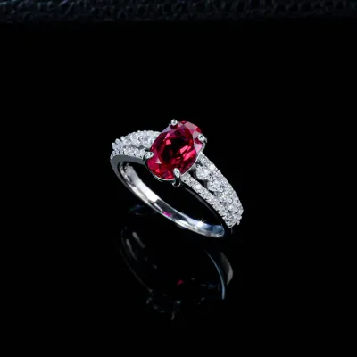 Wedding Lab Grown Oval Cut Ruby 925 Silver Luxury Ring for Anniversary & Party
