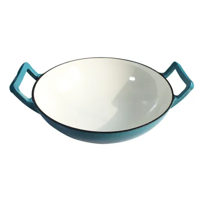 Enameled Cast Iron Wok INS Hot Sale Blue Enameled Cast Iron Kitchenware
