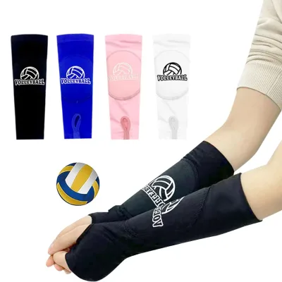 1 Pair Volleyball Padded Passing Forearm Hitting Sleeves Arm Sleeves and Wrist Support with Protection Pad for Child Adult
