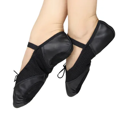 JW Leather Mesh Split Sole Breathable Ballet Shoes