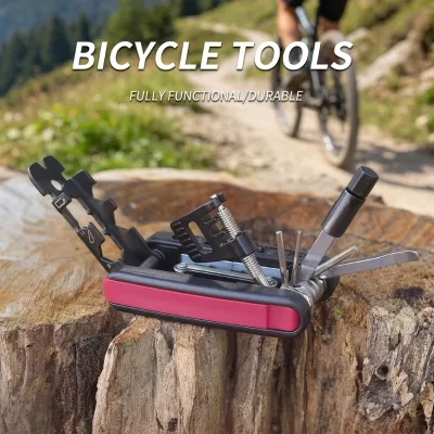 GHK 15-in-1 Bicycle Repair Tool CRV Steel Hex Wrench Chain Breaker Tire Lever Portable Cycling Multi Tool for Road Mountain Bike