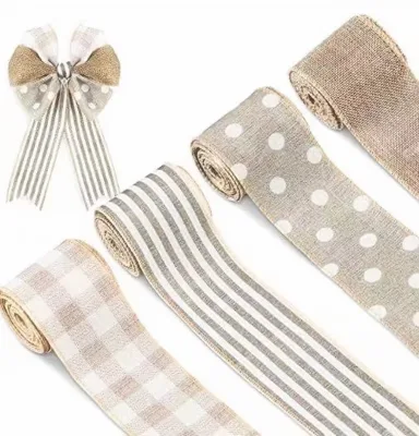 Natural Wired Linen Burlap Ribbon for Christmas Wedding Decoration/ Materials for Handmade Accessories Gunny Cloth Roll DIY