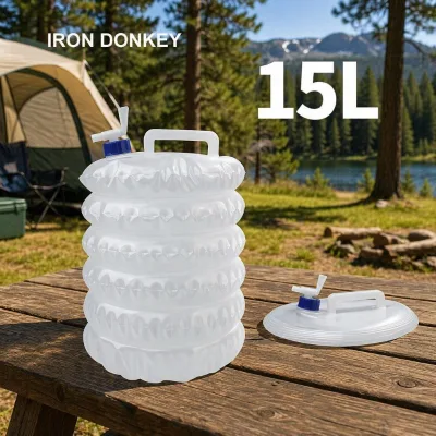 IRONDONKEY 15L Folding Water Container With Faucet Collapsible Water Bag Telescopic Bucket Portable Camping Gear