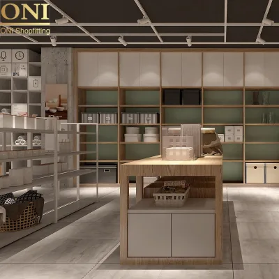 ONI Shopfitting High Quality Wall Mounted Wooden Square Storage Cabinet Metal Pegboard Shelf Supermarket Retail Store Shelving