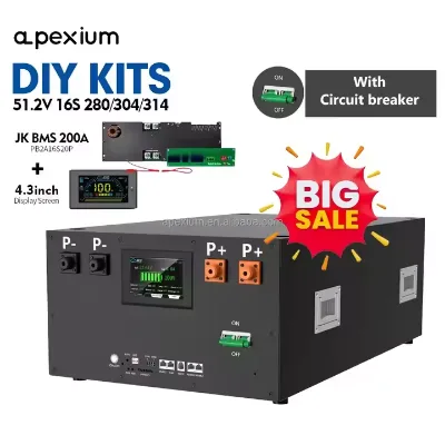 48V Lifepo4 Battery 16S 280Ah 300Ah 304Ah 310Ah 320Ah PRO Diy Box Kit Lithium Energy Storage Battery for Solar Storage System
