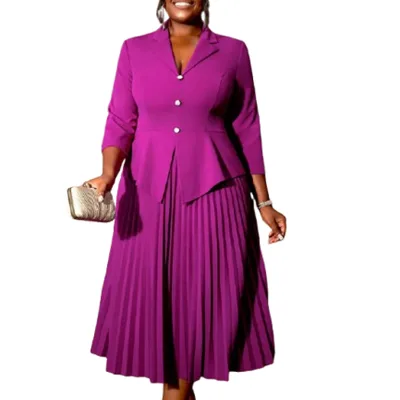 Women Turndown Collar Pleated Pleated Vestido Party Dresses