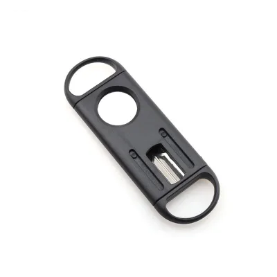 Portable Thickened Cigar Cutter Stainless Steel Plastic Double-blade V-Cut Custom Logo 20mm Hole Black Smoking Accessories