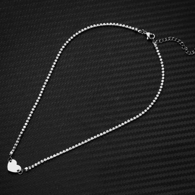 Fashion Rhinestone Heart Collar Choker Necklace for Women Simple Collar Necklace Stainless Steel Jewelry Accessories Gifts