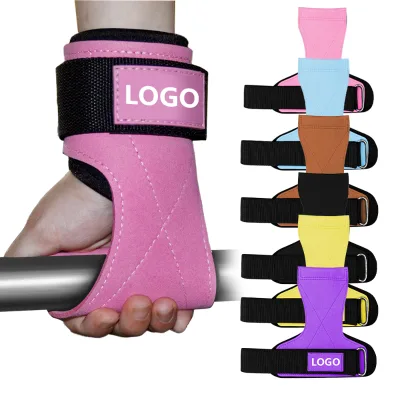 Weight Lifting Grips for Heavy Powerlifting Deadlifts Pull Ups Breathable Neoprene Pu Leather Wrist Wrap Gloves Bodybuilding