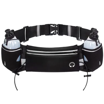 Custom Outdoor Sports Waist Pack Bag Reflective Neoprene Running Waist Belt Bag with Water Bottles for Marathon Hiking Cycling