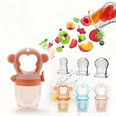 Food Grade Silicone Soft Fruit Pacifier Set with Handle Eco-friendly Bpa Free for Baby's Comfort 0-12 Months