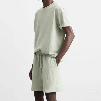 High Quality Drop Shoulder Plain Men's T-Shirt Sets 260 Gsm Polyester/Cotton Regular Fit Breathable Plus Size Casual T-Shirt