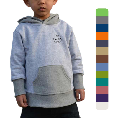 2024 New Arrival Kids Thick Pocket Patchwork Regular Fit Curved Hem Autumn Casual Hoodie Terry Fabric Breathable Reasonable