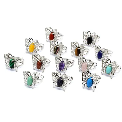 Fashion Natural Gemstone Crystals Butterfly Jewellery Pendants for Jewelry Necklace Natural Crystals Stone Rings