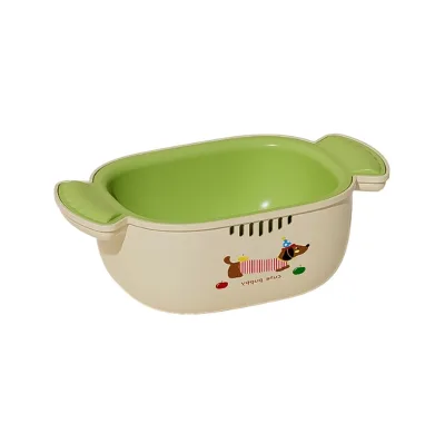 Fine Era Small Fruit Plate Kitchen Living Room Colander Strainer New Style Double-Layer Vegetable Fruit Washing Basin Plastic