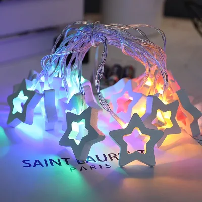Wholesale Valentine's Day Wedding Confession Wooden Heart Pendant LED Battery Operated 1m-10m String Lights Decoration