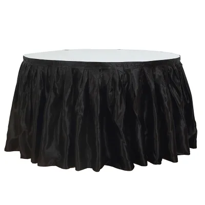 14ft 17.5ft 21.5ft black Table Skirt for Rectangle Round Table for Birthday Party Wedding Christmas