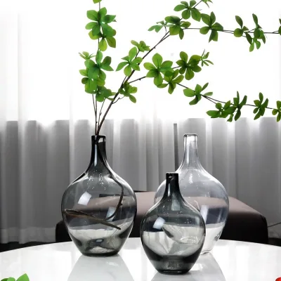Nordic Simple Big Belly Glass Vase Pieris Flower Arrangement Hydroponic Transparent Water Culture Decorative Vase