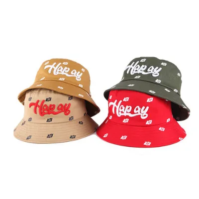 Custom cotton printed embroidered bucket hat wide brim fisherman hat color unisex bucket hats with custom logo