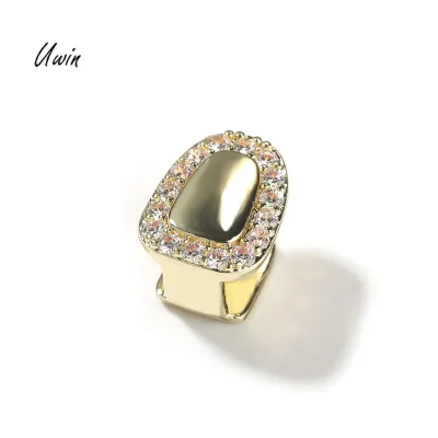 Hip Hop Brass CZ Teeth Grillz Smooth Surface Wholesale Women Man Body Jewelry