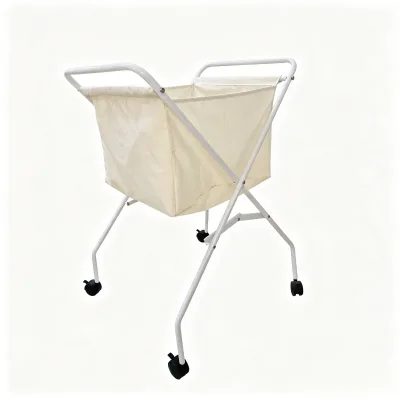Durable Wheel-equipped Laundry Storage Cart Large Capacity Cotton Bag Laundry Basket Push Cart for Household Laundry Rooms